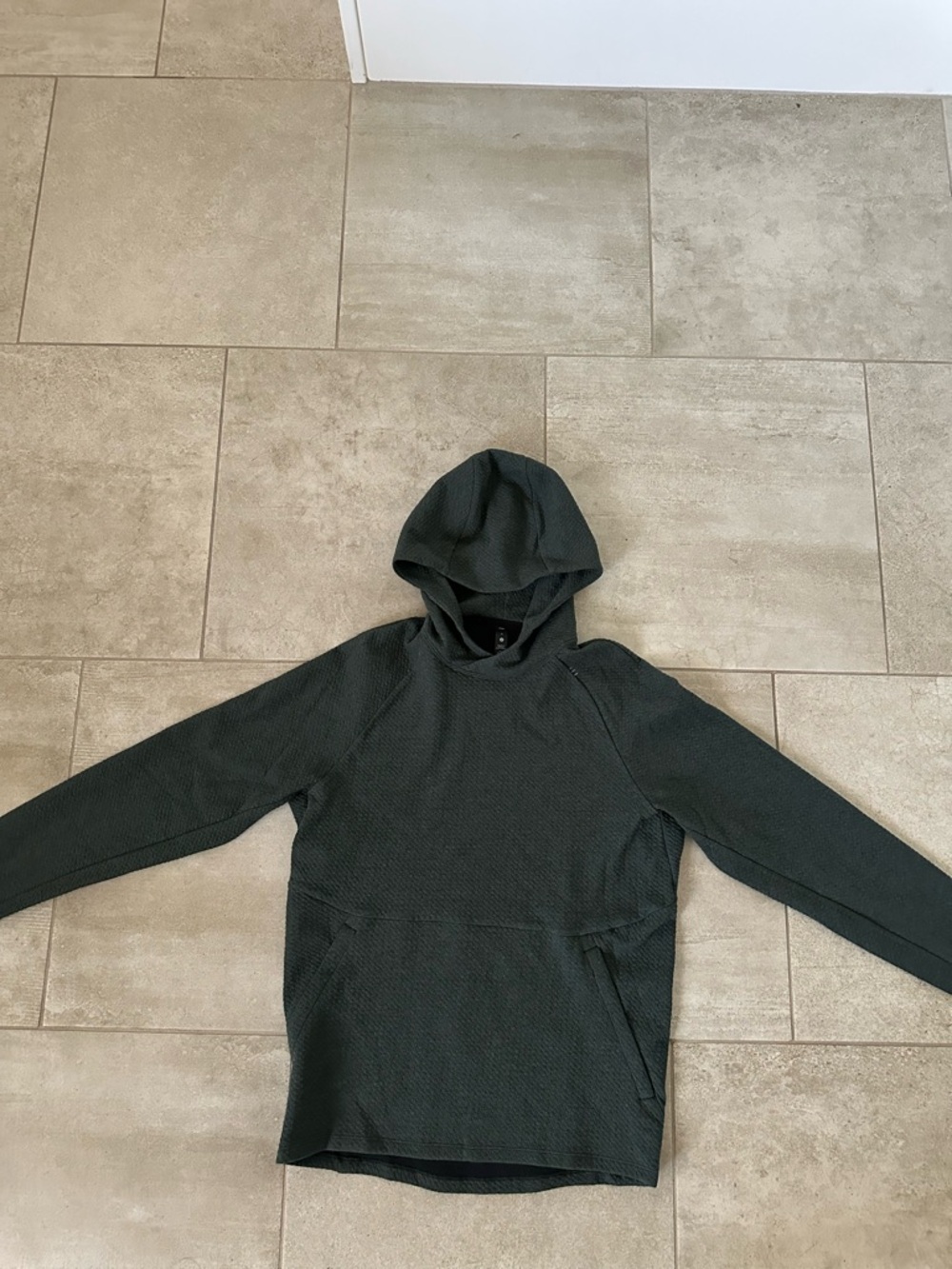 Lululemon Men's at Ease Textured Tech Hooded Waffle-Knit Sweater in Green